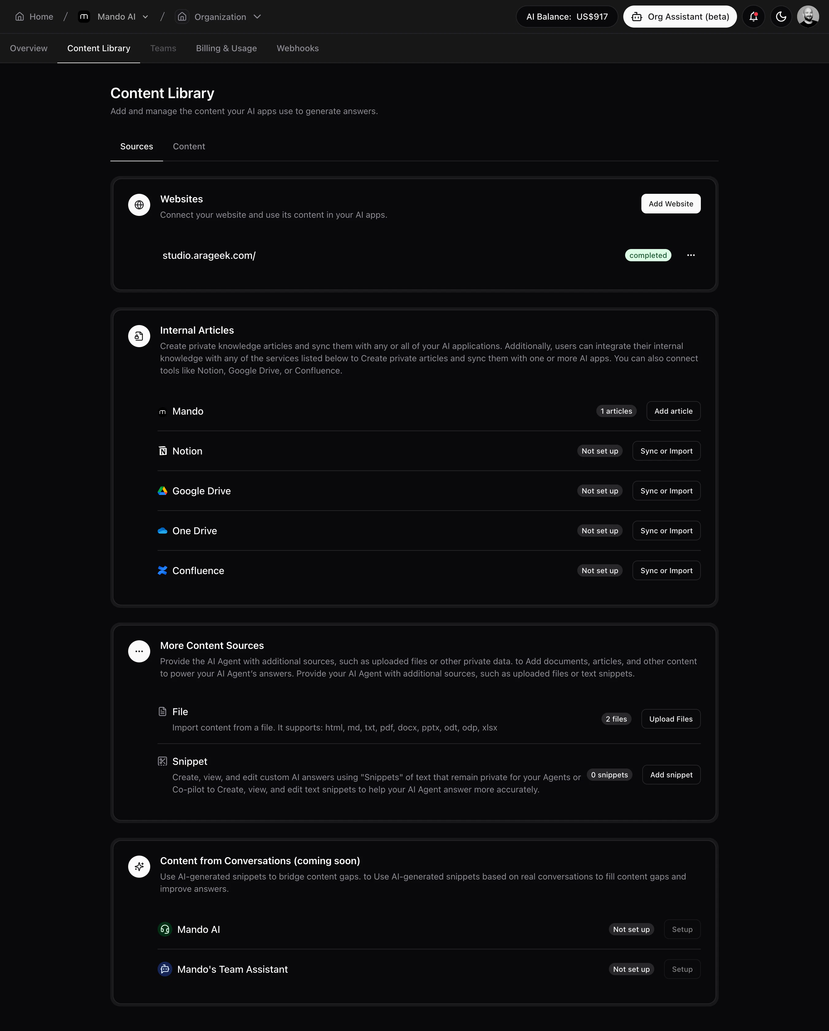 screenshot of Mando AI